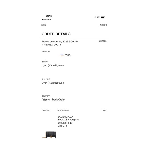 AUTHENTIC - BALENCIAGA Black XS Hourglass Shoulder Bag - Picture 8 of 8